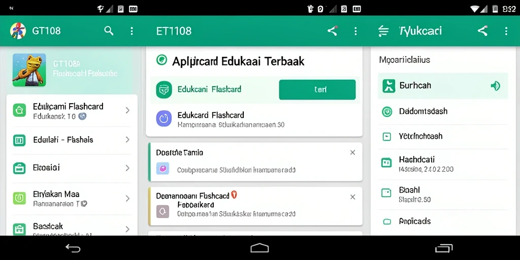 Tampilan antarmuka aplikasi Flashcard GT108 yang menarik dan intuitif.