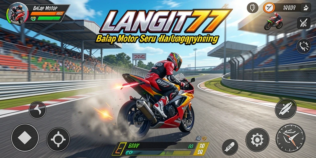 Tampilan antarmuka LANGIT77 saat balapan motor yang mendebarkan.