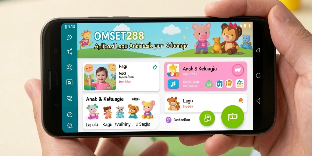 Antarmuka interaktif aplikasi Lagu Anak OMSET288 yang ramah pengguna.