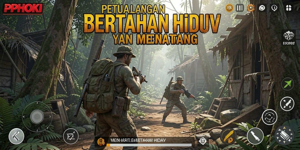 Tampilan antarmuka PPHOKI saat menjelajahi lingkungan bertahan hidup.