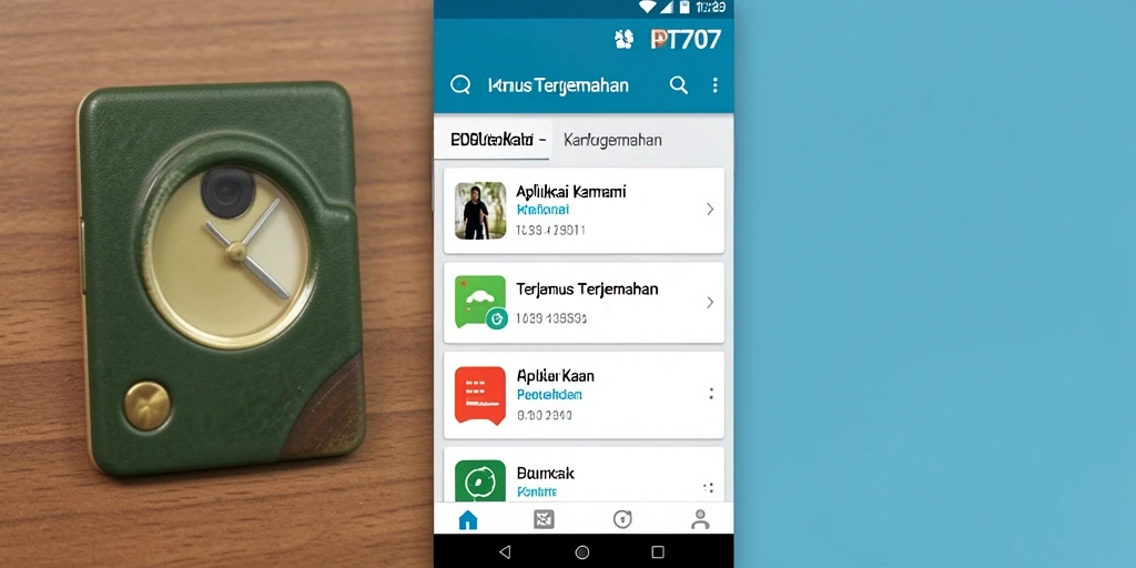 Screenshot antarmuka aplikasi PT707 Kamus Terjemahan yang intuitif.