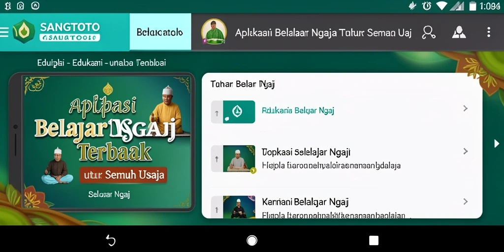 Tampilan antarmuka SANGTOTO yang sederhana dan menarik untuk belajar ngaji.